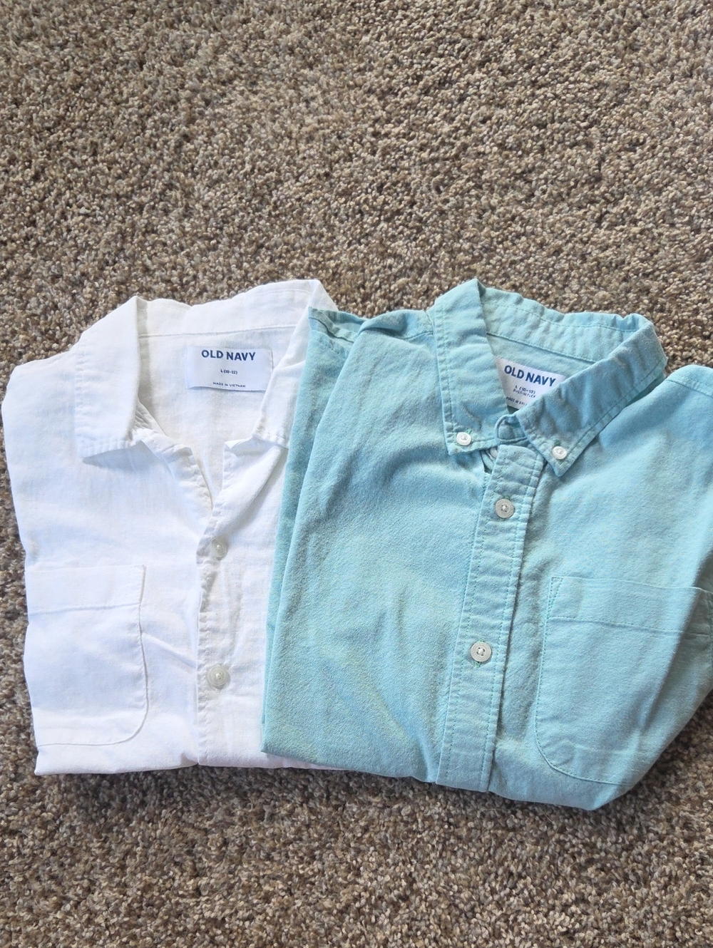 Old Navy Kids Button-Down Shirts - White and Aqua